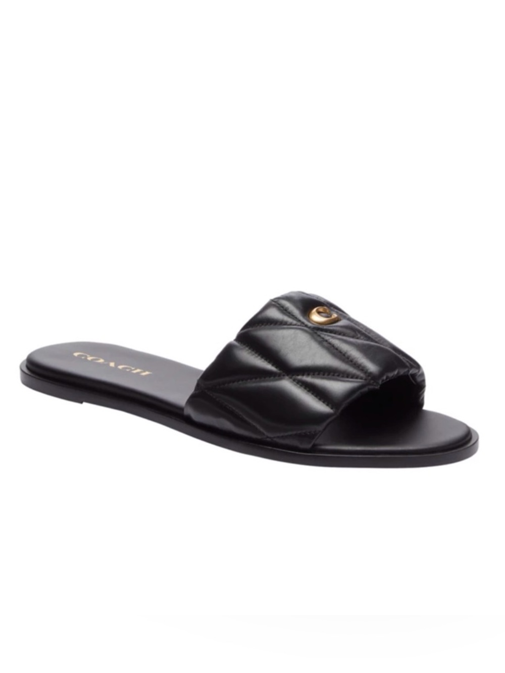 Coach Holly Quilted Black Sandal